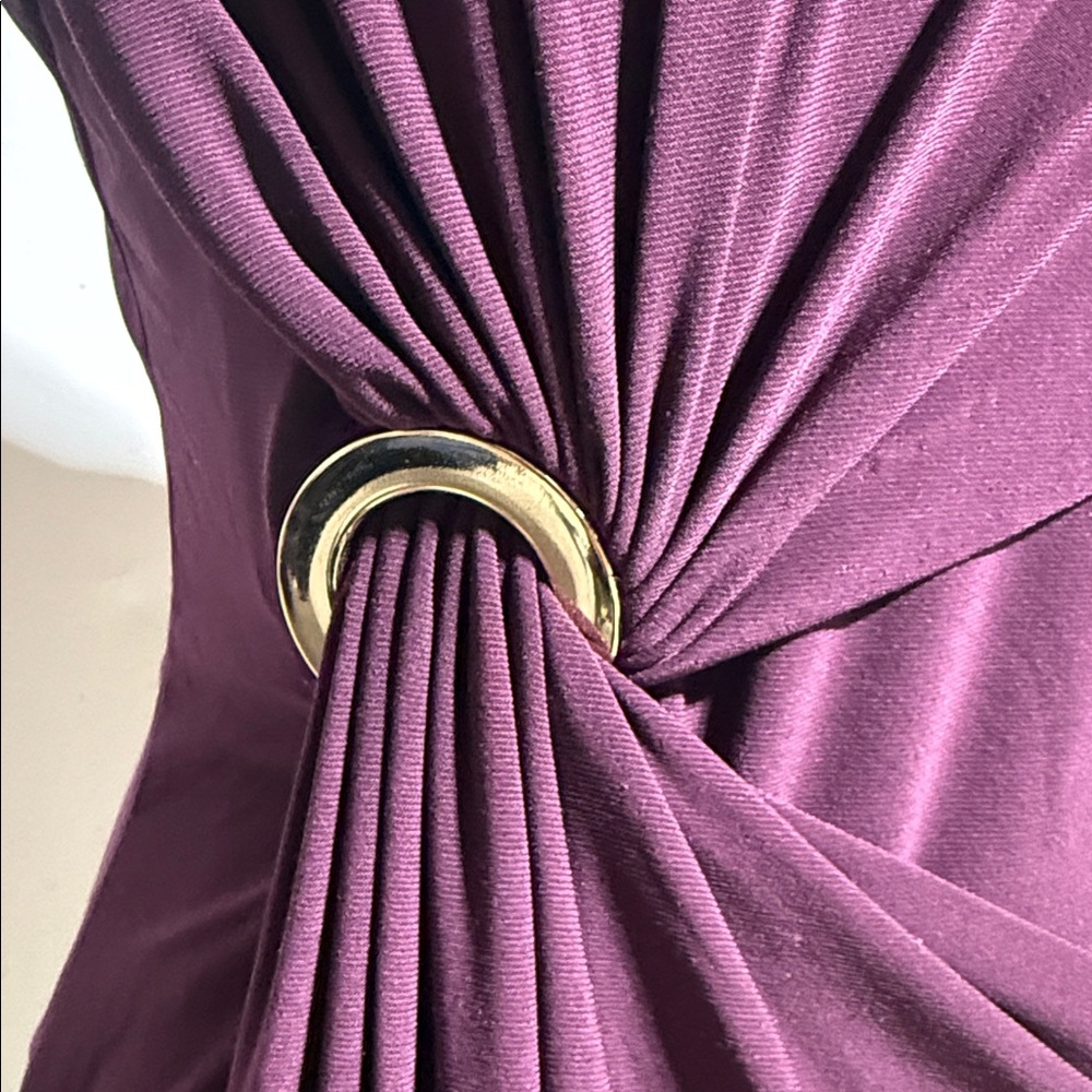 Nina Leonard Asymmetrical Dress in Deep Purple - Picture 2 of 14